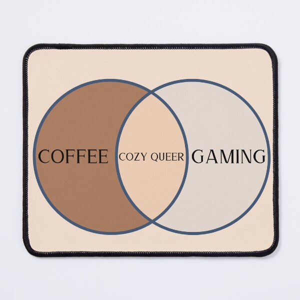 Item preview, Coffee + Gaming = Cozy Queer designed and sold by StrictlyPride.