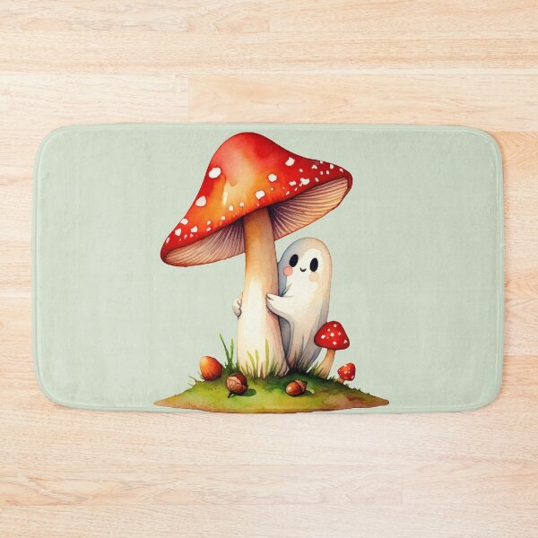Item preview, Cute Ghost with Mushroom | Spooky Cottagecore Autumn Art designed and sold by Ombrya.