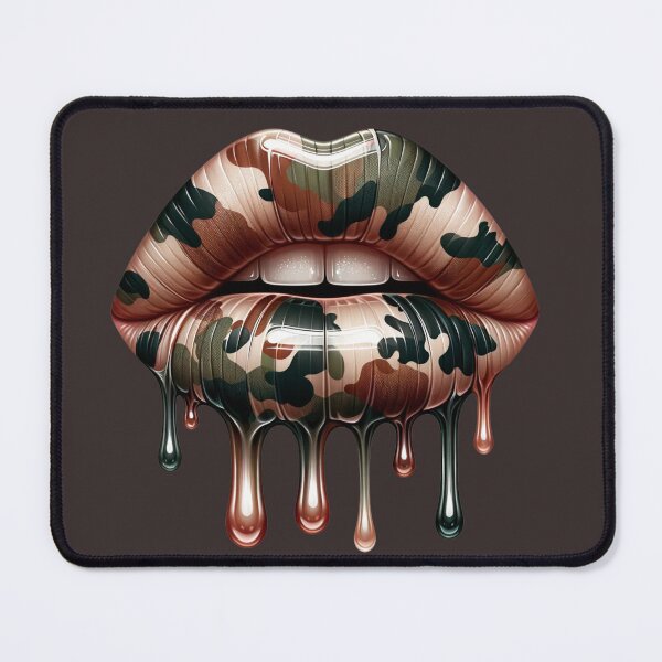 Item preview, Glossy Camo Lips – Dripping Camouflage Lip Art designed and sold by Margival.