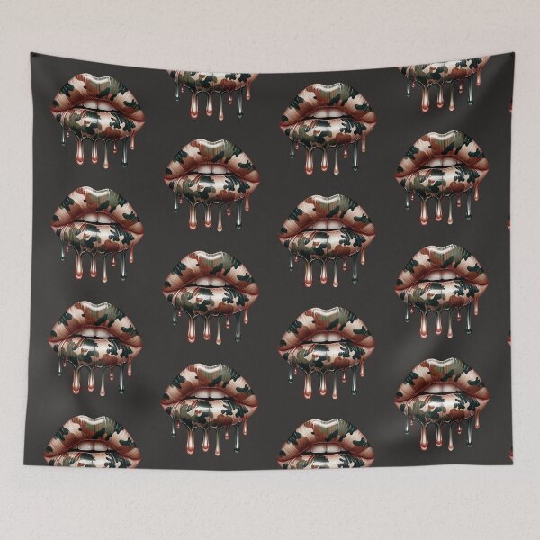 Item preview, Glossy Camo Lips – Dripping Camouflage Lip Art designed and sold by Margival.