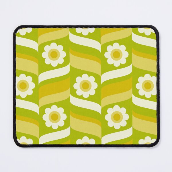 Item preview, 1970s Groovy Daisies Waves Yellow Beige Bg Green Chartreuse Textured designed and sold by miavaldez.