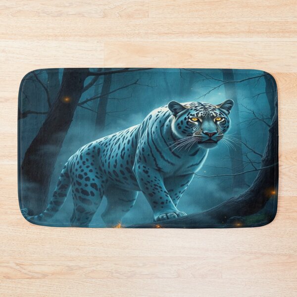 Item preview, White Leopard in Mystic Forest – Glowing Eyes, Silent Power, Misty Paths full of magic designed and sold by FotoworldEdel.