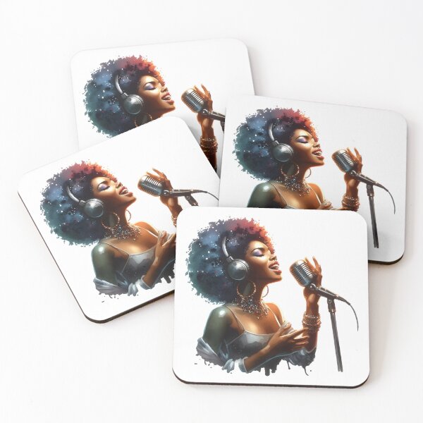 Item preview, Afrocentric Black Woman Singer with Microphone Art designed and sold by Lulunza.