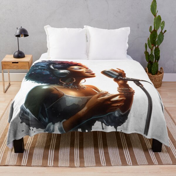 Item preview, Afrocentric Black Woman Singer with Microphone Art designed and sold by Lulunza.
