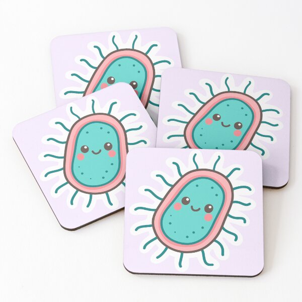 Item preview, Cute Bacteria Art – Kawaii Microbe in Pink & Teal  designed and sold by CuteLabz.
