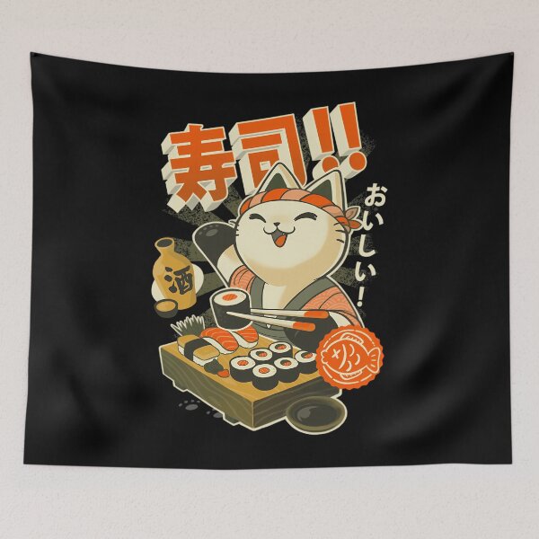 Item preview, Sushi Chef Cat - Funny Restaurant Kitty - Japanese Food  	 designed and sold by tcrivbxdol42.