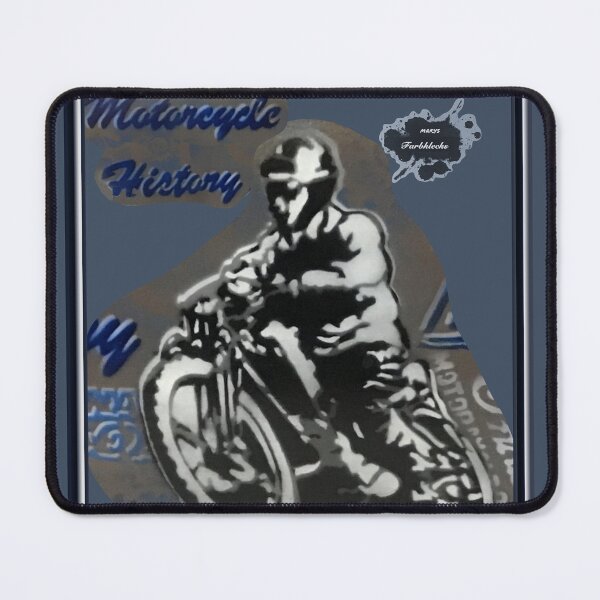 Item preview, Portrait of a riding vintage motorcycle racer designed and sold by marysfarbklecks.