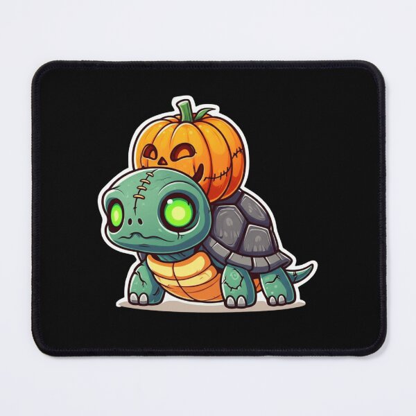 Item preview, Cute Zombie Turtle Halloween Chibi Cartoon | Kawaii Turtle with Cracks, Stitches, Green Eyes & Pumpkin Shell designed and sold by ColorSplash123.