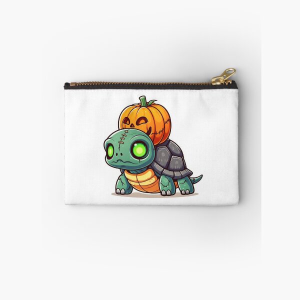 Item preview, Cute Zombie Turtle Halloween Chibi Cartoon | Kawaii Turtle with Cracks, Stitches, Green Eyes & Pumpkin Shell designed and sold by ColorSplash123.
