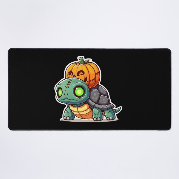 Item preview, Cute Zombie Turtle Halloween Chibi Cartoon | Kawaii Turtle with Cracks, Stitches, Green Eyes & Pumpkin Shell designed and sold by ColorSplash123.