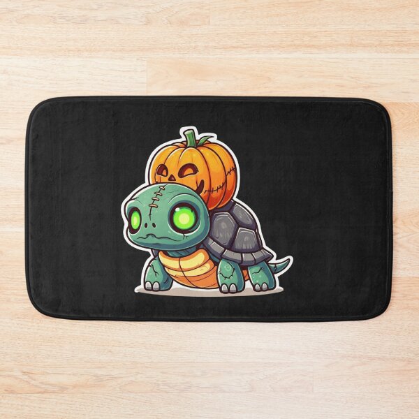 Item preview, Cute Zombie Turtle Halloween Chibi Cartoon | Kawaii Turtle with Cracks, Stitches, Green Eyes & Pumpkin Shell designed and sold by ColorSplash123.