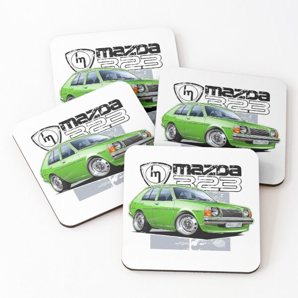 Item preview, Mazda 323 RWD Green Hatchback Illustration designed and sold by Petrolhead T-Shirts and Art.