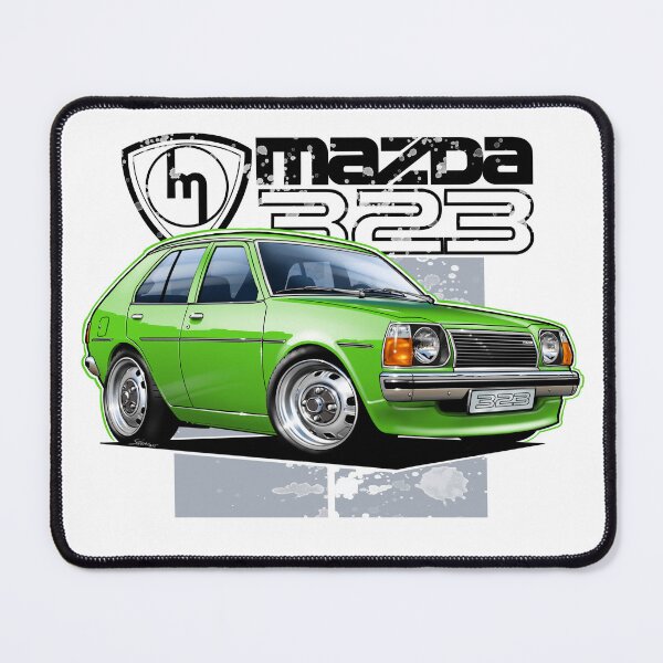 Item preview, Mazda 323 RWD Green Hatchback Illustration designed and sold by Petrolhead T-Shirts and Art.