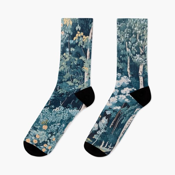 Item preview, French Aubusdon tapestry style blue forest designed and sold by SophieClimaArt.