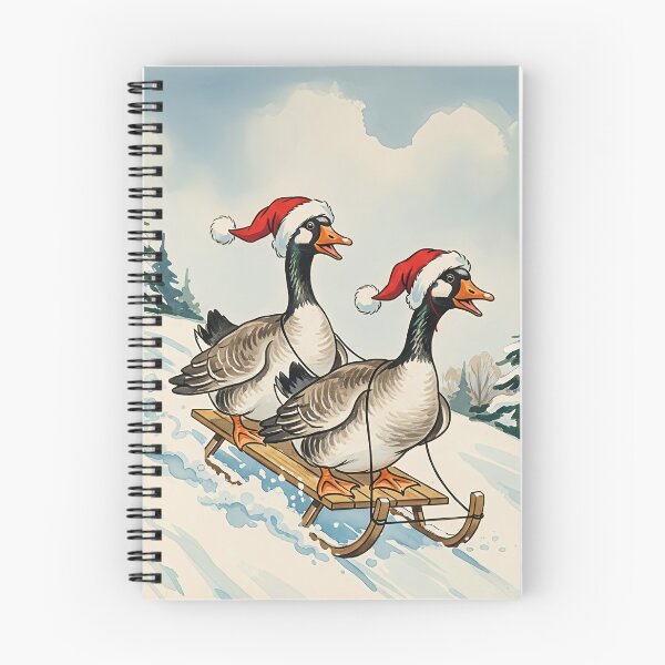 Item preview, Festive Geese Sledding | Funny Christmas Waterfowl Art designed and sold by naughty-raccoon.