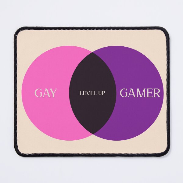 Item preview, Gay + Gamer = Level Up Venn Diagram designed and sold by StrictlyPride.