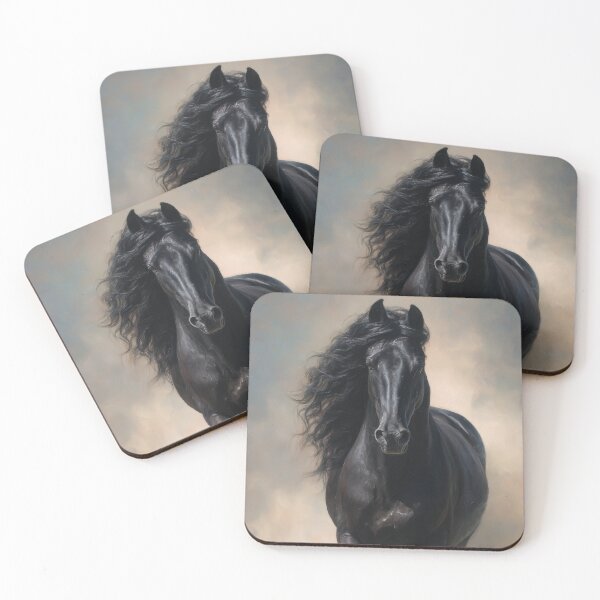 Item preview, Black horse with a long flowing mane designed and sold by valerko26.