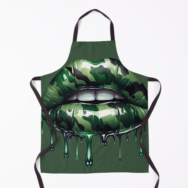Item preview, Green Camo Lips – Glossy Dripping Camouflage Lip Art designed and sold by Margival.