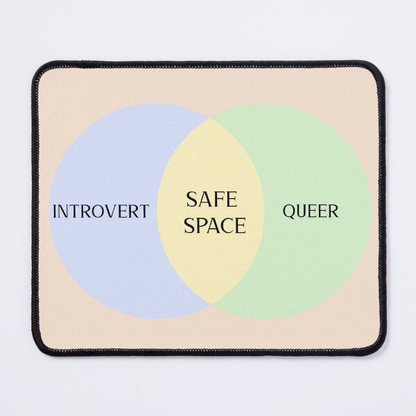 Item preview, Introvert + Queer = Safe Space Venn Diagram designed and sold by StrictlyPride.