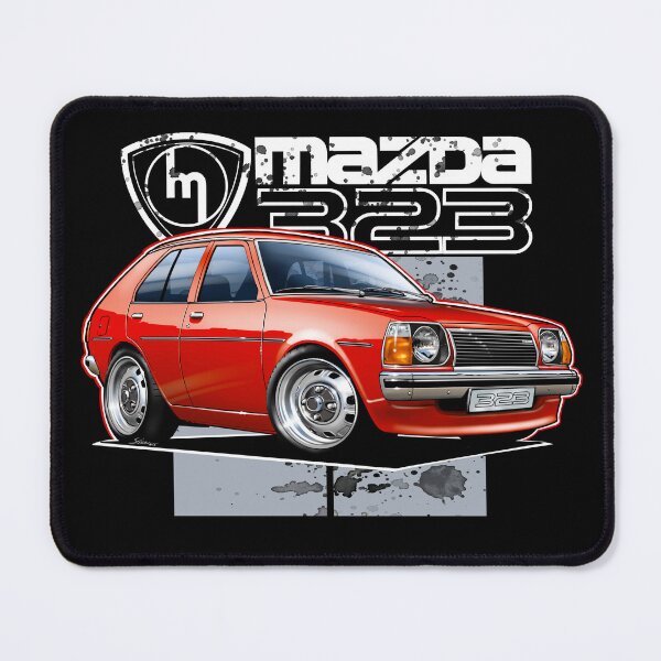 Item preview, Mazda 323 RWD Red Hatchback Illustration (Dark Background) designed and sold by Petrolhead T-Shirts and Art.