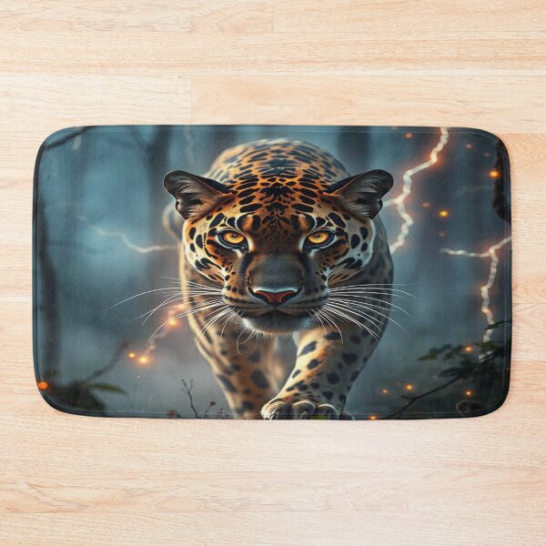 Item preview, Leopard in Lightning Mist – Glowing Eyes, Forest Power, foggy paths full of excitement and magic designed and sold by FotoworldEdel.