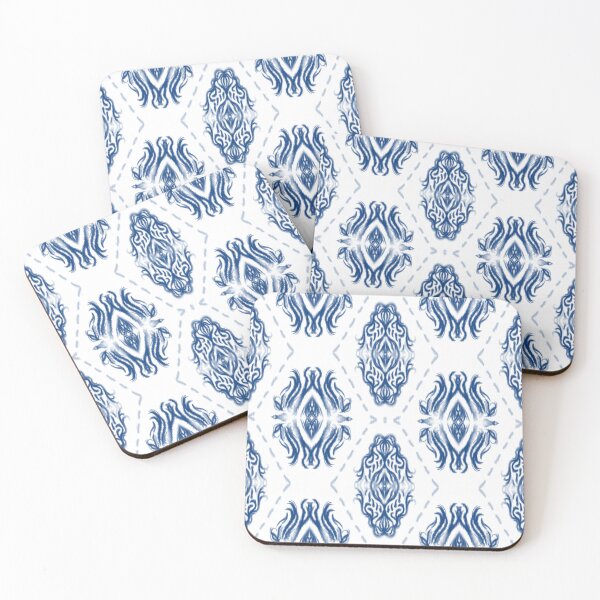 Item preview, Indigo ikat damask abstract navy seamless patterns  designed and sold by Fadalazznaz.