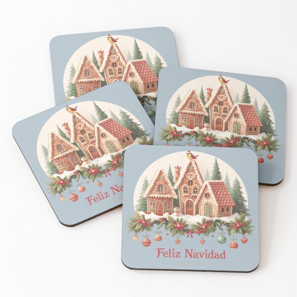 Item preview, Feliz Navidad Gingerbread House Christmas Design – Cozy Holiday Art with Ornaments & Winter Scene designed and sold by AmenAlways.