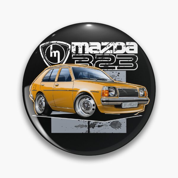 Item preview, Mazda 323 RWD Orange Hatchback Illustration (Dark Background) designed and sold by Petrolhead T-Shirts and Art.