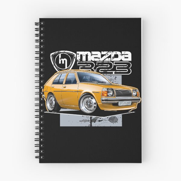Item preview, Mazda 323 RWD Orange Hatchback Illustration (Dark Background) designed and sold by Petrolhead T-Shirts and Art.