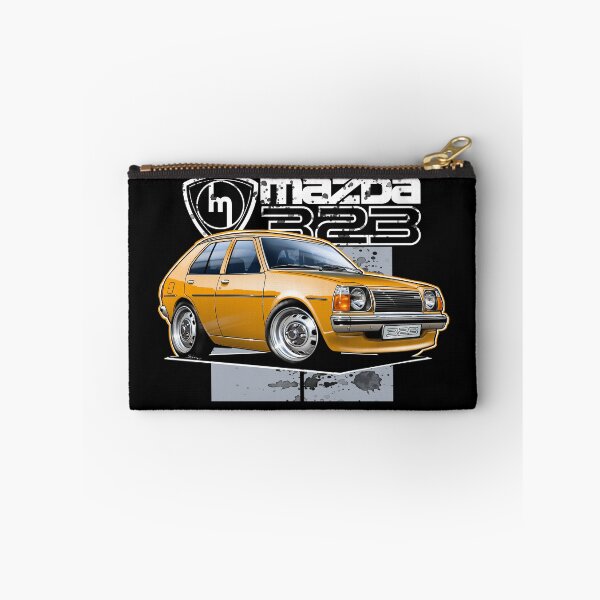 Item preview, Mazda 323 RWD Orange Hatchback Illustration (Dark Background) designed and sold by Petrolhead T-Shirts and Art.