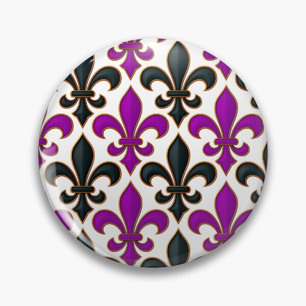 Item preview, Purple Black Damask Fleur-de-lis Pattern - White  designed and sold by PatternTitan.