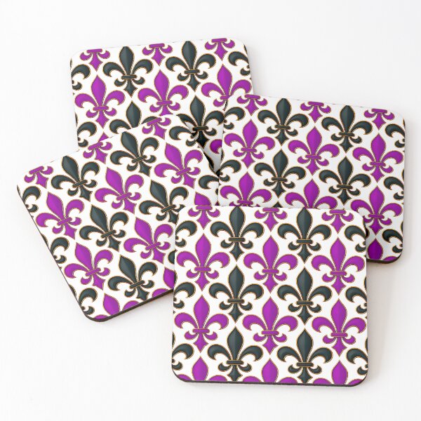 Item preview, Purple Black Damask Fleur-de-lis Pattern - White  designed and sold by PatternTitan.