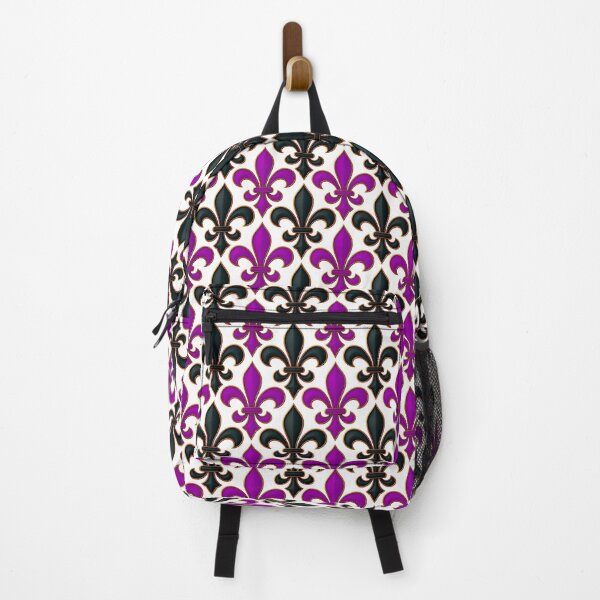 Item preview, Purple Black Damask Fleur-de-lis Pattern - White designed and sold by PatternTitan.