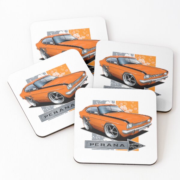 Item preview, Ford Capri Perana Cartoon Illustration Orange – Classic Muscle Car Art designed and sold by Petrolhead T-Shirts and Art.