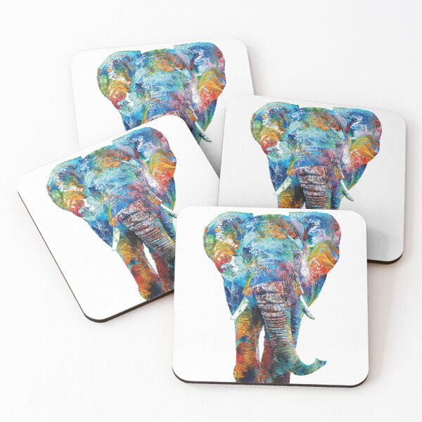Item preview, Colorful Elephant Art On White designed and sold by Sharon Cummings Art.