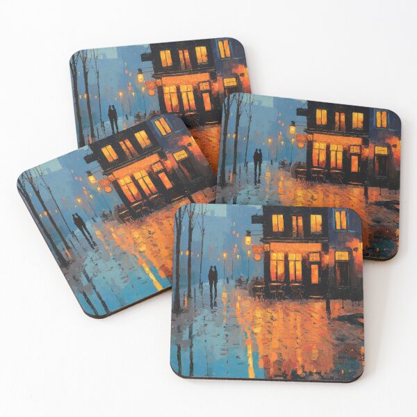 Item preview, Romantic evening street in Paris designed and sold by ArtHouseNiklas.