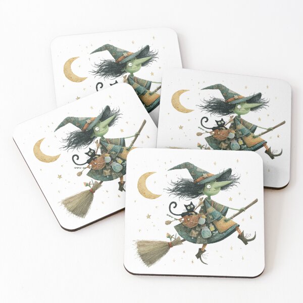 Item preview, Witch and cat upon her broom designed and sold by MendaciousMina.