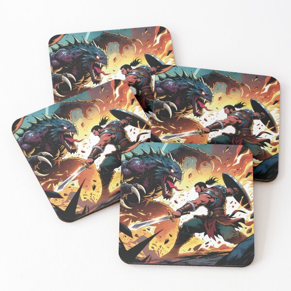 Item preview, Epic Dragon Battle - Warrior vs Monster Fantasy Art designed and sold by Origen88.