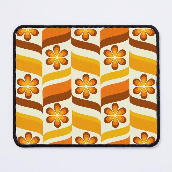 Item preview, 1970s Groovy Flowers Waves Warm Earth Tone Bg Beige Textured designed and sold by miavaldez.