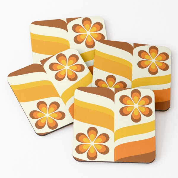 Item preview, 1970s Groovy Flowers Waves Warm Earth Tone Bg Beige Textured designed and sold by miavaldez.