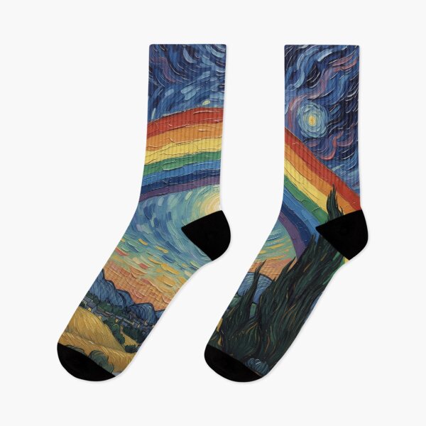 Item preview, Starry Rainbow Night – Van Gogh Style Vision of Hope, Colorful Abstract Art designed and sold by DreamiCanvas.