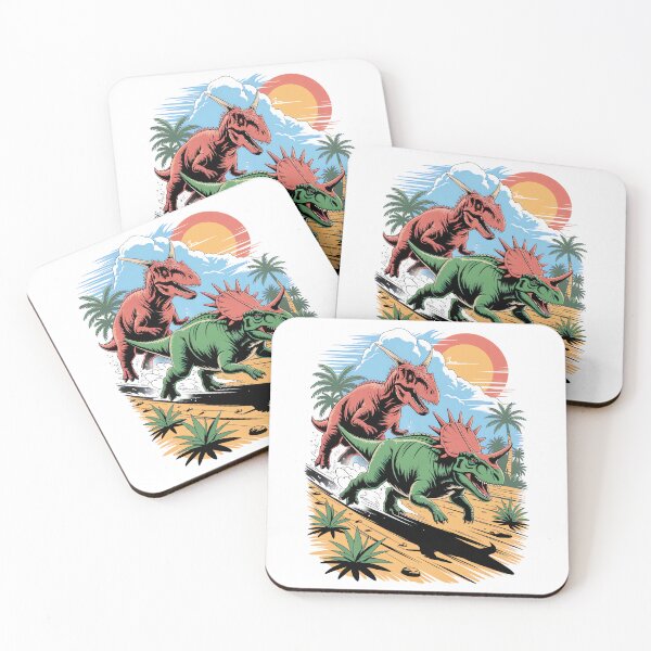 Item preview, Pachyrhinosaurus racing past a Carnotaurus designed and sold by Diesel Drinking Dinosaurs.