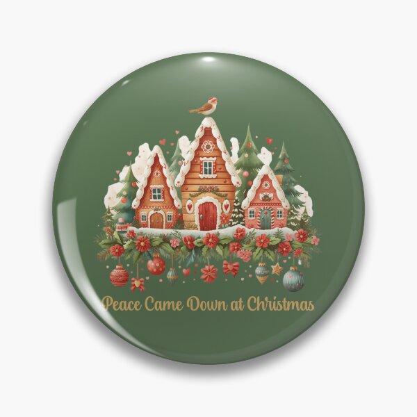 Item preview, Peace Came Down at Christmas – Christian Gingerbread House Holiday Design with Cozy Winter Village designed and sold by AmenAlways.
