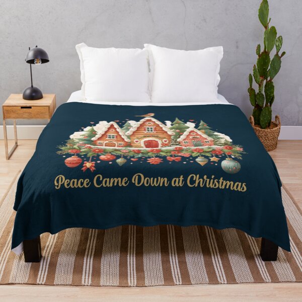 Item preview, Peace Came Down at Christmas – Christian Gingerbread House Holiday Design with Cozy Winter Village designed and sold by AmenAlways.