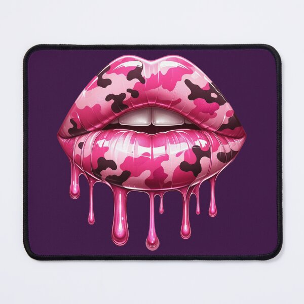 Item preview, Pink Camo Lips – Glossy Dripping Camouflage Lip Art designed and sold by Margival.