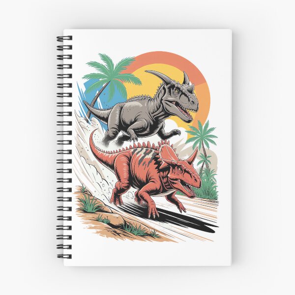 Item preview, Pachyrhinosaurus passing a Carnotaurus designed and sold by Diesel Drinking Dinosaurs.