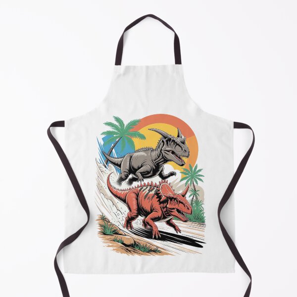 Item preview, Pachyrhinosaurus passing a Carnotaurus designed and sold by Diesel Drinking Dinosaurs.