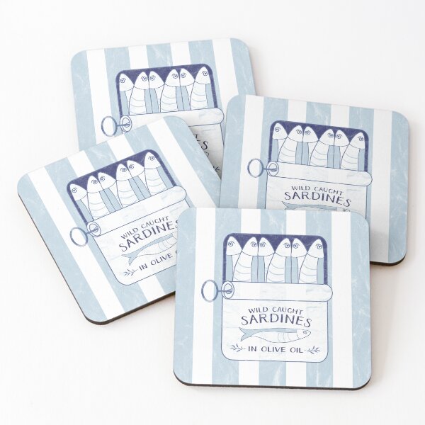 Item preview, Retro Sardine Can on Stripes designed and sold by HotHibiscus.
