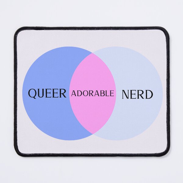 Item preview, Queer + Nerd = Adorable Venn Diagram designed and sold by StrictlyPride.