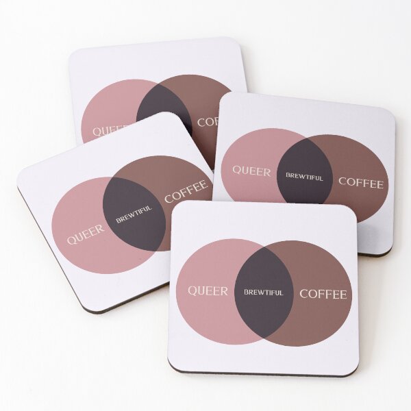 Item preview, Queer + Coffee = Brewtiful Sticker Venn Diagram  designed and sold by StrictlyPride.